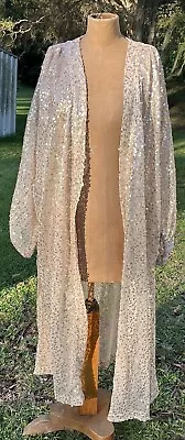 Taking Shape TS Duster Kimono Jacket Cover Up Gold Sequin Shimmery Size 18 XL • $49