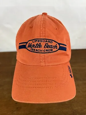 Myrtle Beach Lifeguard Crew Orange Cotton Strapback Baseball Cap Hat • $14.95