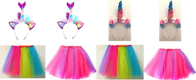 $9.99 • Buy Girls Mermaid Tail Unicorn Horn Headband Tutu Unicorn Party Costume Dress Up