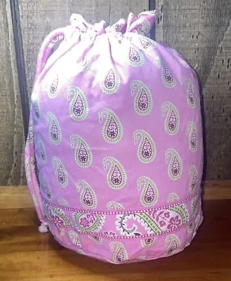 Vera Bradley Ditty Bag In Bermuda Pink PAISLEY Lined Beach Drawstring Vintage • $14.99