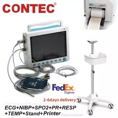 CMS8000 Patient Monitor With Printer Trolley Stand Vital Sign ECG 6 Parameters • $848