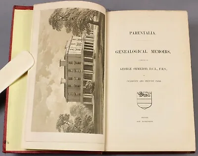 £200 • Buy 1851 George Ormerod Parentalia Scarce Work On Genealogy With Plates + Pedigrees
