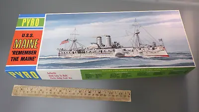 Vtg 1967 Pyro USS MAINE  Remember The Maine  Ship 1/240 Model Kit BOX ONLY Parts • $19