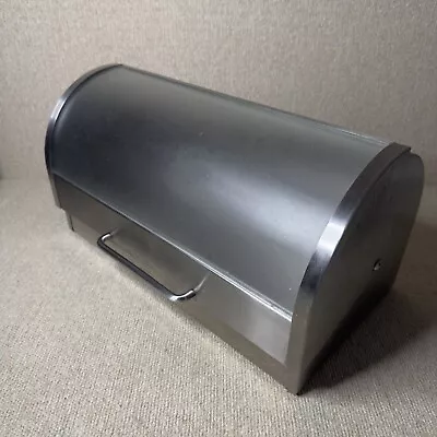 Stainless Steel Roll Top Bread Box With Tempered Glass Lid Durable 15” X 8”X8” • $32.97