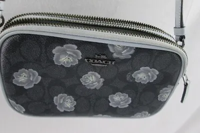 Coach 31855 Gray Sadie Floral Crossbody Wristlet Convertible Purse • $60