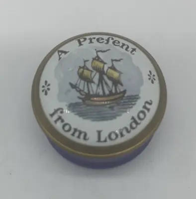 $38.95 • Buy Vintage Crummles & Co Enamel Trinket Box,  A Present From London  Sailing Ship