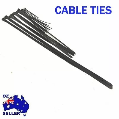 4.8X300mm Cable Ties Zip Ties Nylon UV Stabilised 100/200/500/1000x Bulk Black • $3.89