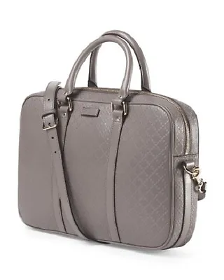 $1188 • Buy New Rare GUCCI Made In Italy Grey Leather Briefcase Laptop Case 100% Authentic !