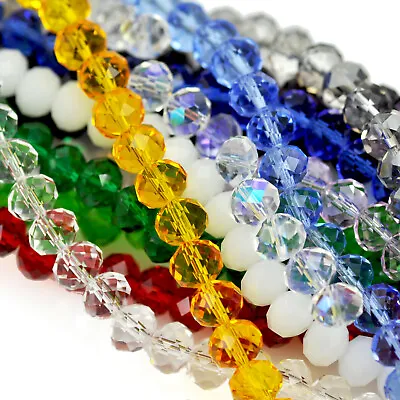 Faceted Rondelle Crystal Glass Beads For Crafting 4mm 6mm 8mm 10mm 12mm • £4.08