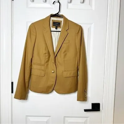 J. CREW Schoolboy Blazer Tan Camel 100% Wool Blazer Size 0 Preppy Workwear • $44.79