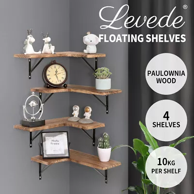 Floating Shelf Wall Mounted Wood Rustic DIY Corner Hanging Shelves Storage 4PC • £25.99