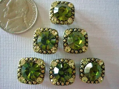 2 Hole Slider Beads Gaiety Olive Green Crystal  #6 • $6.95