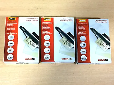 3 Packs Of Fellowes Capture 75x105mm 125 Micron Laminating Pouches(100 Per Pack) • £15.50