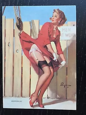 Elvgren PINUP Girl Card -  Unexpected Lift - Brown & Bigelow • $5.95