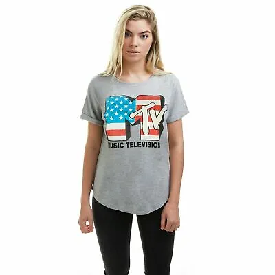 Official MTV Ladies America T-Shirt Grey S - XL • £13.99