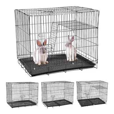 Large Rabbit Cage Puppy Pet Pull Out Tray Metal Guinea Pig Cages Indoor Outdoor • £19.95