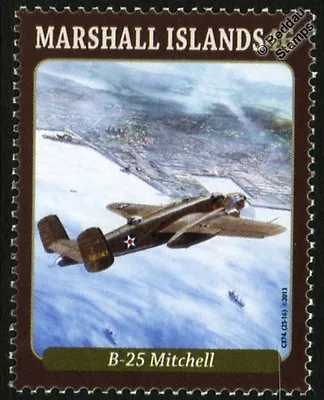 North American B-25 MITCHELL WWII Bomber Aircraft Mint Stamp (2013) • £1.99