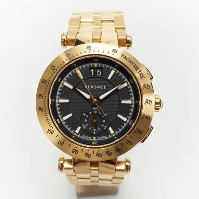 VERSACE Men V-Race Sport Gold Black Face Stainless Steel Quartz Analog Watch • $498