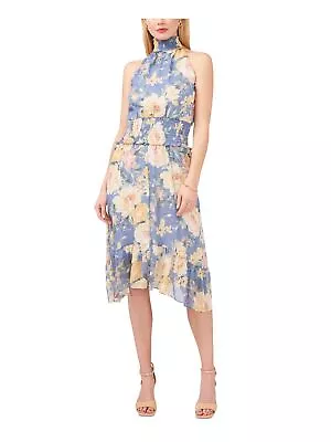 MSK Womens Blue Handkerchief Hem Lined Sleeveless Midi Fit + Flare Dress M • $7.99