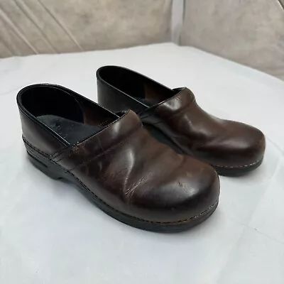 Dansko Men's EU 44 US 10.5 11 Brown Oiled Leather Professional Clogs • $49.95