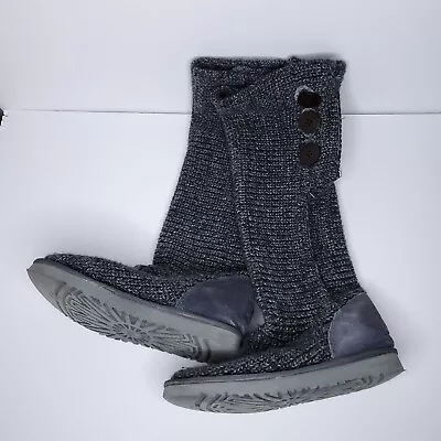 UGG Cardy Tall Knit Sweater Boots Gray Womens US Size 8 - Model F3007K • $19.97