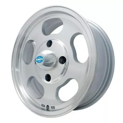 15  X 5-1/2  Vw Bug 4 Lug Machine Finish Empi Dish Wheel Includes Cap-Valve Stem • $218.95