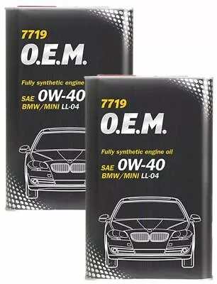£16.43 • Buy 2x 1L 0W40 Engine Oil Bmw Mini Fully Synthetic Longlife 7719 ACEA C3 LL-04 GM 2L