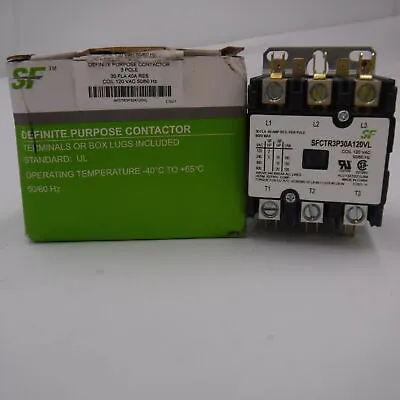 Definite Purpose Contactor 3 Pole 30 FLA 40A Res Coil 120 Vac 50/60 Hz • $24.99