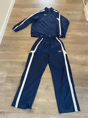 Reebok Lined Track Suit USBA 90s Basketball Athletic Warm Up Blue Nylon EUC • $44.42