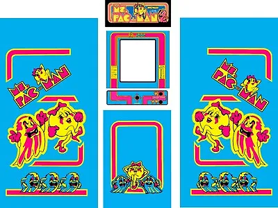 Fits Ms Pac Man Arcade 6 Pc Set Side Art Kickplate Choose Classic Blue Or Black • $229.99