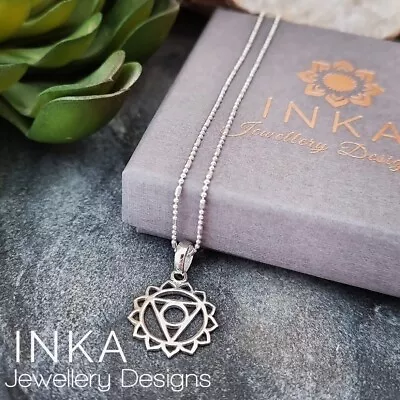 Inka 925 Sterling Silver 16  Ball Bead Necklace With Throat Chakra Pendant • $25.26