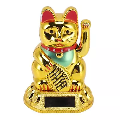 Chinese Lucky Cat Decoration Waving Arm Solar Light Induction Statue Figurine • $15.76