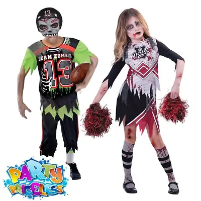 £13.99 • Buy Kids Zombie Cheerleader American Football Halloween Boys Girl Fancy Dress Outfit