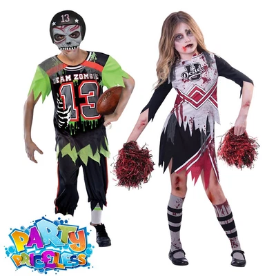 £13.99 • Buy Kids Zombie Cheerleader American Football Halloween Boys Girl Fancy Dress Outfit