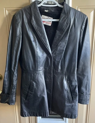$40 • Buy VTG Sears Leather Shop Jacket Coat Black Men's 40 Removable Sherpa Liner