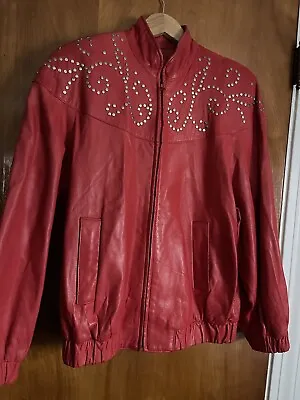 $89 • Buy Vintage VAKKO Leather Jacket Women’s Size M Red