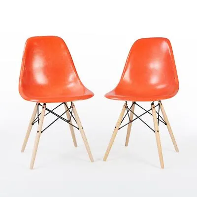Herman Miller Eames Chairs Orange Pair (2) Original DSW Dining Side Shells • £625