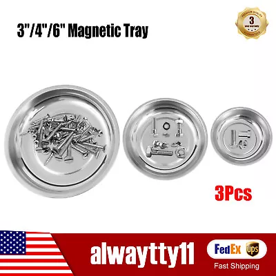 3Pcs 3''/4 /6  Magnetic Tray Round Magnet Tray Stainless Steel Bolts Collector • $9.17