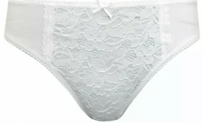 EX M&S 2 PACK Ladies White High Leg Lace Briefs Cotton High Rise Knicker P38 • £7.99