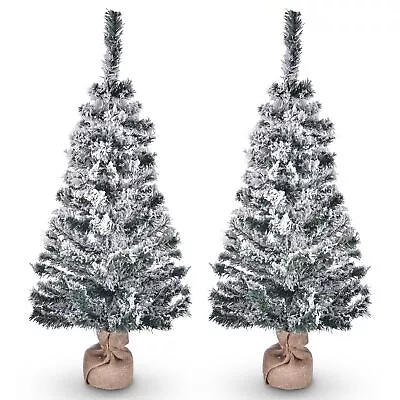 Yescom 2Pack 3 Ft Artificial Mini Christmas Tree Home Decoration Flocked Snow • $49.41