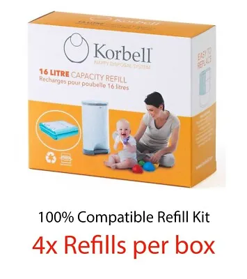 Korbell Nappy Bin Refills 4 8 Or 12 Refill For 16L Bin - 100% Compatible • $44.99