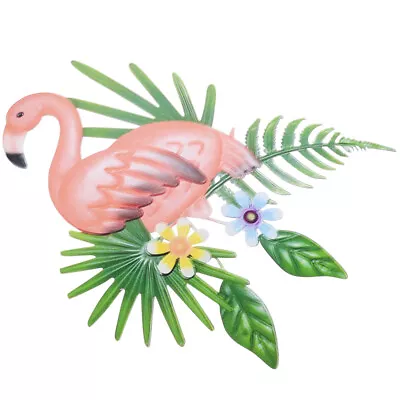 Pink Flamingo Metal Wall Art With Palm Leaves For Porch Or Front Door-QH • £15.65