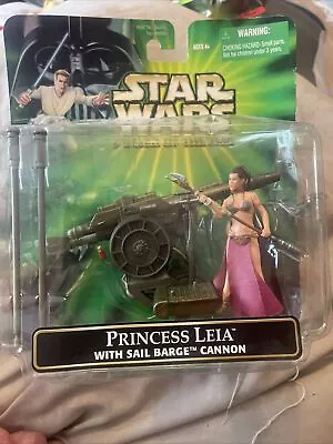 Star Wars POTJ PRINCESS LEIA SLAVE Figure With SAIL BARGE CANNON *NEW* 2001 • £15