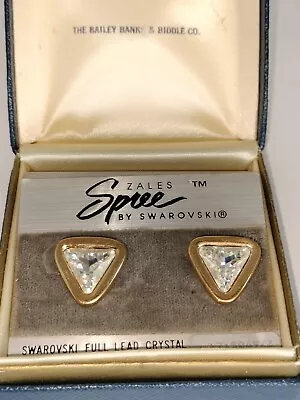 Swarovski S.A.L. Marked Crystal Stud Earrings 5/8  Triangle Surgical Steel Posts • $20