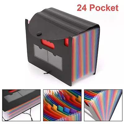£10.59 • Buy Expanding File Organiser 24 Pocket Box Office A4 Folder Document Paper Storage