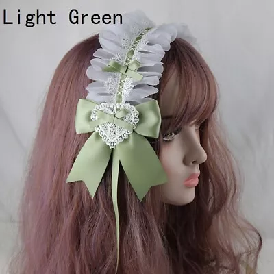 Lolita Girls Hairband Headdress Cosplay Sweet Maid Fairy Lace Satin Bow Party • $10.09