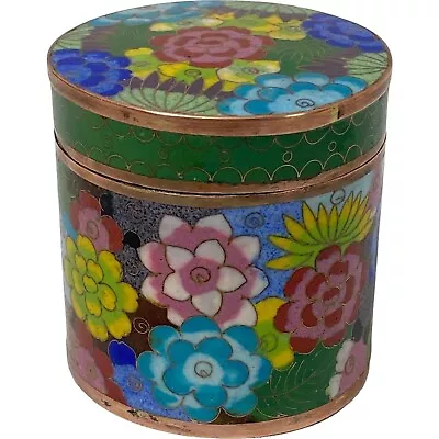 Vintage Cloisonne Box 3  Lotus Floral Enamelware • $48