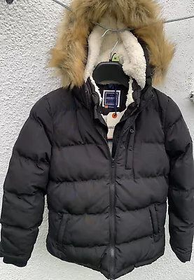 £20 • Buy Soul Cal Puffer Jacket Fleece Lined Black Hood Quilted Warm Coat Age 11-12Years