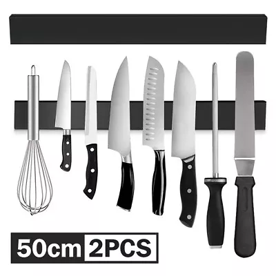 1/2X Stainless Steel Magnetic Knife Rack Holder Knives Shelf Magnet Kitchen 50cm • $20.89
