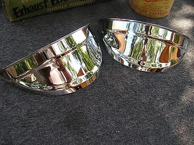 New Pair Of Chrome Vintage Style Head Light Visors ! • $18.99